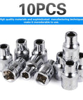 10 Piece 7mm Shallow Sockets Set With Three Eighths Inch Drive 6 Point Corrosion Resistant Durable Gear in chrome vanadium