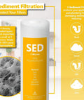Sediment filter detail from 1 Year Alkaline Reverse Osmosis System Replacement Filter Set With 50 GPD Membrane, 5 micron label.