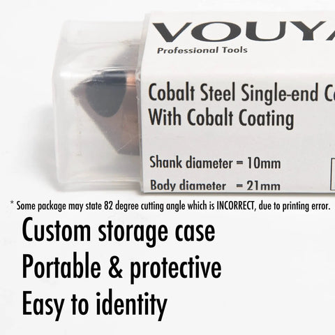 Heavy Duty 90 Degree Countersink Drill Bit Machined From M35 Cobalt High Speed Steel Featuring A Sturdy 6 Millimeter Shank Engineered For Stainless Steel And Hard Metals That Cuts Slick And Delivers Knockout Results in protective case.