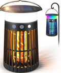 Outdoor Bug Zapper And LED Light Combo Portable Electric Mosquito Killer With Solar Panel Rechargeable Insect Trap For Patio Backyard And Camping Day And Night Mode With Flame Effect Great For Backyard Hangouts