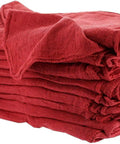 Stack of red shop towels, 14x15 inches, made from 100% cotton, suitable for grease, oil spills, auto shops, and workshops, 1000 count.