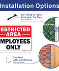 2 Pack Restricted Area Employees Only Sign 10x7 Inches Aluminum Rust Free UV Protected Weather Resistant Waterproof Durable Ink Easy Mount No Entry For Unauthorized Folks High Visibility Security Notice For Offices Warehouses And Shops, fence and wall install options