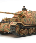 One Forty Eight Scale German Elefant Tank Destroyer Plastic Model Kit With Detailed Boxy Superstructure And Realistic Eight Point Eight Centimeter Pak Forty Three L Seventy One Gun For Dioramas And Hobby Builders, angled front view