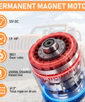 4500lb Electric Winch With Synthetic Rope For Off Road Recovery 12V DC Motor With Serious Torque 185 To 1 Gear Ratio Three Stage Planetary Drive Auto Braking For Power Outages 41.3 Ft Rope, motor specs