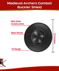 Medieval Buckler Shield 12 Inch 16 Gauge Steel Handheld Shield With Wooden Grip For LARP Reenactment Cosplay And Display, top view