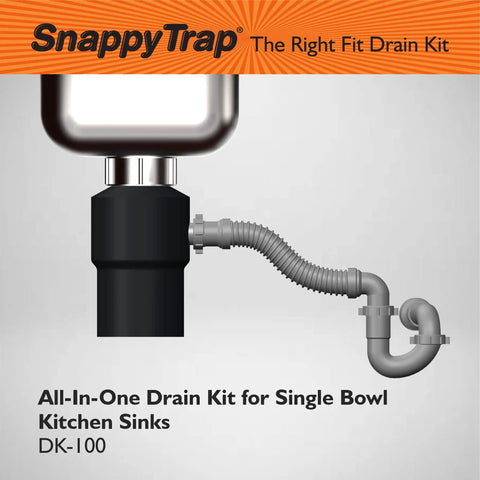 Illustration of All-In-One Kitchen Sink Drain Kit One And A Half Inch With Flexible P-Trap Plug-And-Play DK-100 Silver