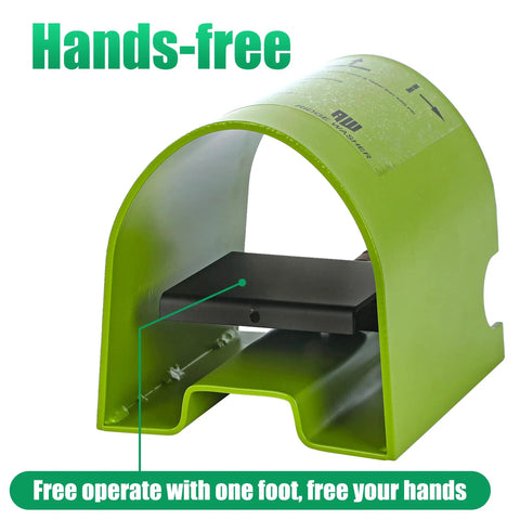 Foot Valve Sewer Jetter Kit For Pressure Washer 4000 PSI with hands-free foot control valve in green steel housing.