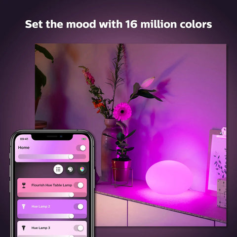 Flourish Smart Table Lamp White With Color Ambiance LED Color Changing Bulb Diffused Light To Set The Vibe For Living Room Or Desk