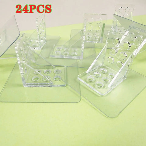 24 Pack Heavy Duty Adhesive Shelf Brackets For Cabinets Strong Peel And Stick Support Pegs No Drill Woes transparent design