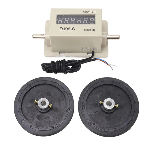 Jiawu Metric Measuring Wheel in Meters 0.01‑999999m Digital Distance Measuring Wheel with 2 Wheels, Precision Machined AC110V Auto Measurement Tool with digital counter and two rubber wheels.