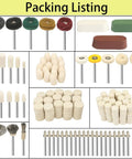 Pro Grade Rotary Tool Polishing Kit with Buffing Wheels, Felt Wool Pads, Polish Compound, Mandrels, 1/8" Shanks