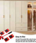 Heavy Duty Furniture Lifter With Non Slip Pads And Four Smooth Rollers For Effortless Moving tools against white wardrobe background.