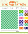 Checkerboard Sublimation Transfer Sheets Set, 12 Sheets 12 By 10 Inches, Colorful Check Pattern Chart Display.