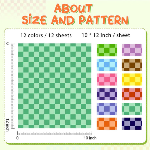 Checkerboard Sublimation Transfer Sheets Set, 12 Sheets 12 By 10 Inches, Colorful Check Pattern Chart Display.