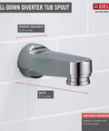 Polished Brass Pull-Down Diverter Tub Spout Repair Part For Standard 1/2 Inch Connections, 6 Inch Reach, Sweat Onto 1/2 In CWT Or Thread Onto 1/2 In IPS