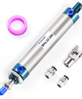 Heavy Duty Pneumatic Cylinder 32mm Bore 200mm Stroke Double Acting With Y Connector And Two 8mm Fittings Aluminum Body Built Tough