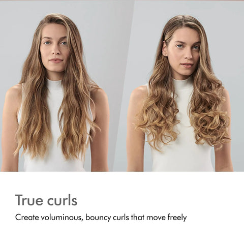 Before and after using Cordless And Corded Hair Straightener With Flexing Plates For Less Heat And Damage on long wavy hair