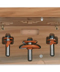 Beast Pro Grade 3 Piece Cove Raised Panel Router Bit Set With Backcutter And Junior Ogee Rail And Stile Bits in case
