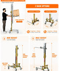 Heavy Duty Portable Lift Trolley With Manual Winch And Forks, Ultimate 80kg Material Handler for positioning and installation work with adjustable heights.