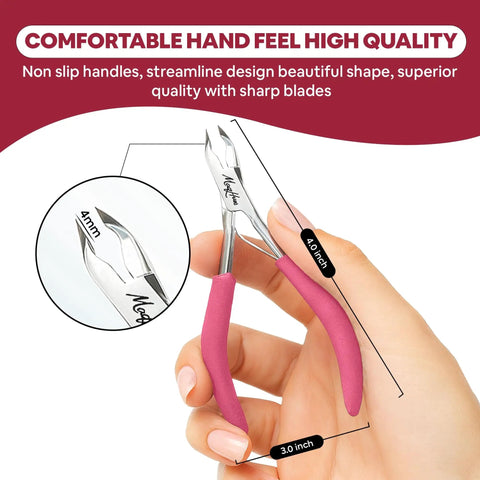 Pro Grade Cuticle Nippers And Cutter For Women With Ultra Sharp 4mm Jaws And Non Slip Grips Travel Leather Case