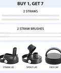 Stainless Steel Forty Oz Insulated Water Bottle Triple Wall Copper Core Keeps Cool Drinks Frosty Solid All Day With Tight Seal Straw Lid Built Different For Road Trips accessories including straws and lids.