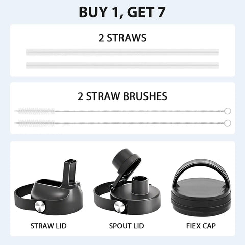 Stainless Steel Forty Oz Insulated Water Bottle Triple Wall Copper Core Keeps Cool Drinks Frosty Solid All Day With Tight Seal Straw Lid Built Different For Road Trips accessories including straws and lids.