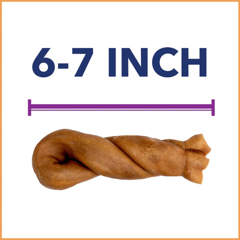 Collagen Twist Keys Dog Chews Chicken Flavor Six Count Pack Made In USA Beefhide, 6-7 inch twist shown