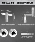 4 Piece Drum Key Set With Drill Bit For Instant Head Changes And Lightning Fast Tuning Speed Drum Keys And Standard Keys