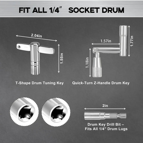 4 Piece Drum Key Set With Drill Bit For Instant Head Changes And Lightning Fast Tuning Speed Drum Keys And Standard Keys