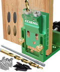 Precision Pocket Hole Jig With Two Hole Adjustable Angle Drill Guide for Woodworking, showing aluminum alloy body and steel sleeves
