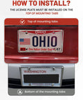 Installation guide for Chrome Polished Mirror License Plate Frame Built Tough Stainless Steel No Obstruction Tag Holder Slim Silver Rustproof.