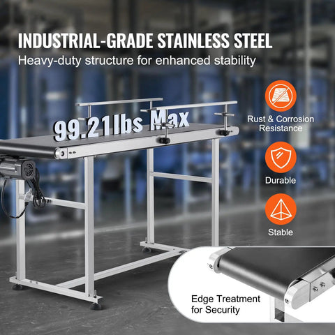 Built To Last Heavy Duty Motorized Belt Conveyor For Inkjet Coding Or Packaging Lines, 59 Inch By 15.7 Inch PVC Anti Static Belt
