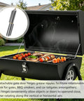 5 Pack Of 6 Inch Heavy Duty Weldable Bullet Barrel Hinges with Grease Fittings on BBQ smoker with grilled vegetables
