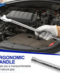 Person holding 15 Inch Wrench Extender Bar For Maximum Leverage, Extra Long Universal Extension Tool For Auto Repair And Mechanics