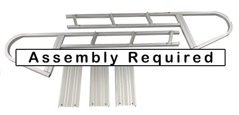 Heavy Duty Aluminum Pontoon Dock Boarding Ladder With Four Wide Steps And 15 Degree Angled Design, Tall Handrails For Easy Dockside Boarding, Removable And Unassembled, Includes Mounting Hardware, Corrosion Resistant Extruded Aluminum, assembly required
