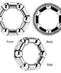 Front, back, and side view of Bike Wheel Bearings 3/16 Inch 6 Balls Retainer Set for Front Wheel Bottom Bracket Replacement Bicycle Axle.