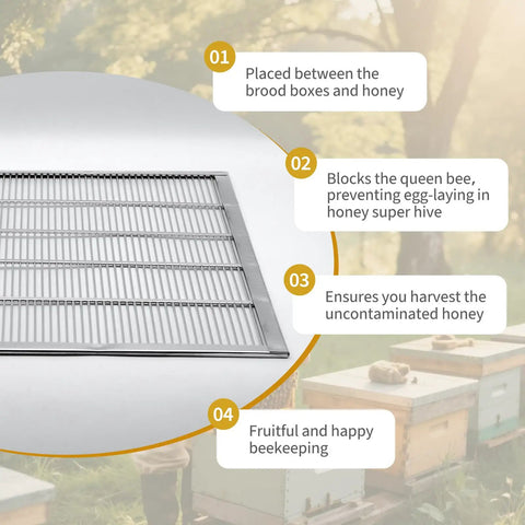 Heavy Duty Metal Queen Excluder For 10 Frame Beehives Galvanized Rustproof Beekeeping Tool With Precise 4mm Spacing displayed