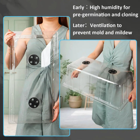 Extra Tall 7.3 Inch Humidity Domes For 1020 Seed Trays With Adjustable Vents Thick Clear Plastic BPA Free Fits Standard 10 By 20 Germination Propagation Cloning Ideal For Vigorous Seedlings And Fast Germination