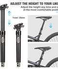 Internal Cable Routing Dropper Seatpost 27.2 30.9 31.6mm 125mm Travel For Mountain Gravel Bikes And E Bikes With Quiet Actuation