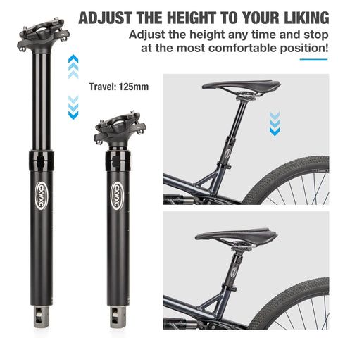 Internal Cable Routing Dropper Seatpost 27.2 30.9 31.6mm 125mm Travel For Mountain Gravel Bikes And E Bikes With Quiet Actuation