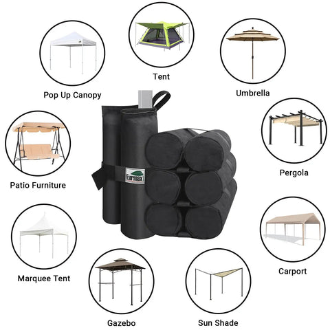 4 Pack 150 Pound Universal Canopy Weight Bags Heavy Duty Windproof Sandbags With All Around Wrap Design for Tents