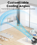 Cordless Desk Fan With Turbo Airflow and Whisper Quiet Operation 7.5 Inch showing adjustable cooling angles in a modern room