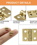 Tiny Brass Hinges Pack Of 50 Pieces Measuring 0.31 By 0.39 Inches For Mini Cabinets Jewelry Boxes Dollhouse DIY Craft.