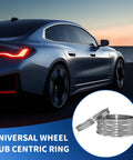 Tough As Nails Hub Centric Rings Fit Sweet Rides With 73.1 Mm Outer And 64.1 Mm Inner Centerbore shown on a car against sunset.