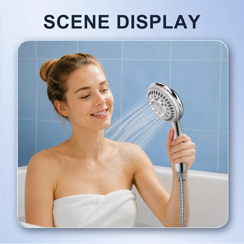Hella Durable Shower Head Sink Faucet Bathtub Sprayer Attachment With Nine Adapters And Smart Diverter For High Pressure Bathroom Cleaning in use.