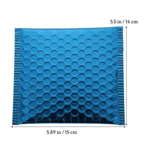 Blue Aluminum Film Bubble Mailers 50 Count, Built Tough Padded Envelopes With Self Sealing, size 5.89x5.5 inches