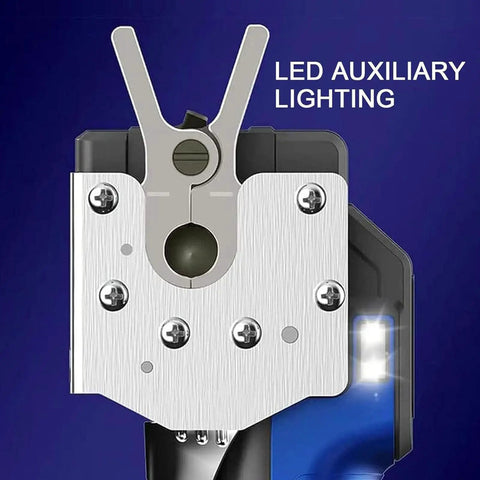 Close-up of LED auxiliary lighting on Electric Flare Tool Kit For HVAC Pros, showing clamp mechanism and screws.
