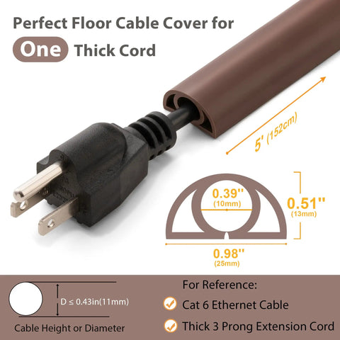 5ft Self Adhesive Cord Cover Floor For Extension Cords Keep Cables In Check And No Trip Hazards With PVC Cord Hider