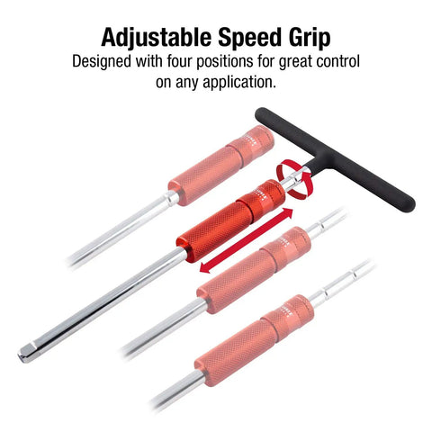 Adjustable T Handle Speed Wrench Set With Four Position Grip One Quarter Inch And Three Eighths Inch Drive Two Piece Anodized Speed Grip