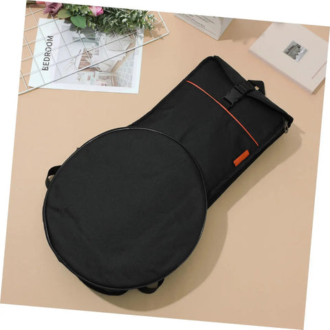 Rock Solid Oxford Fabric Drum Storage Bag Hella Durable Percussion Pouch Sweet Travel Case Bangin Beats Organizer And Silent Snare Pad Cover Black Gear, top view on a flat surface.